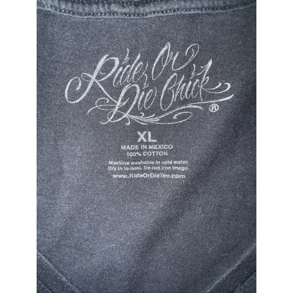 Ride Or Die Chick Gothic Biker Motorcycle Frankenstein Bride Graphic Tee XL - Picture 3 of 3